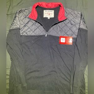 True religion long sleeve half zip up sweater